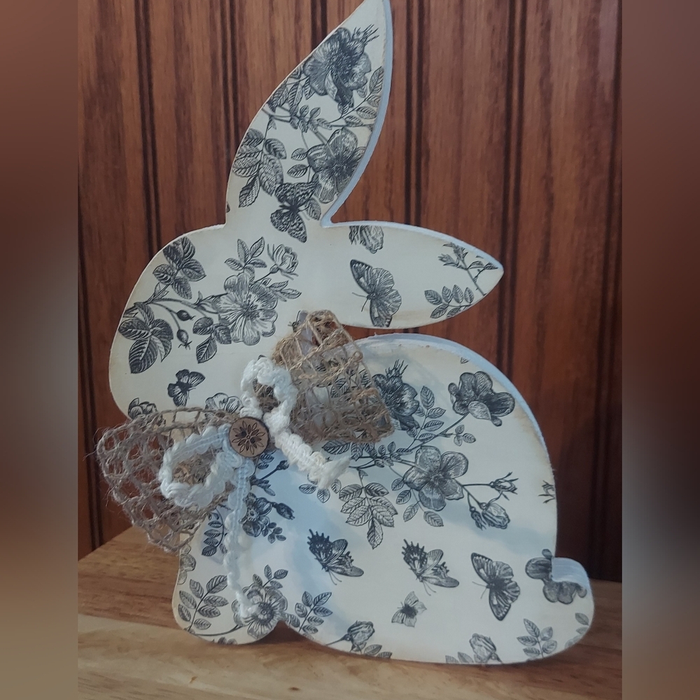 Floral Bunny Decor with Bow